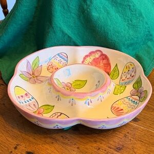 Easter Patterned Ceramic Dish for Chips and Dip